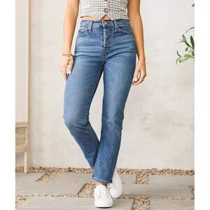 Levi's Wedgie Straight High Rise Button Fly Jeans Blue 29